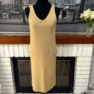 Yunika Gold Knit Dress & Swim Coverup Size Small-Medium Stretch Made in Italy